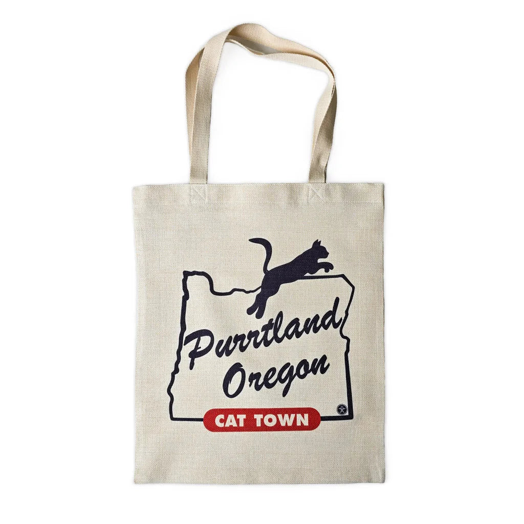 Purrtland Oregon Black Cat Town - Tote Bag