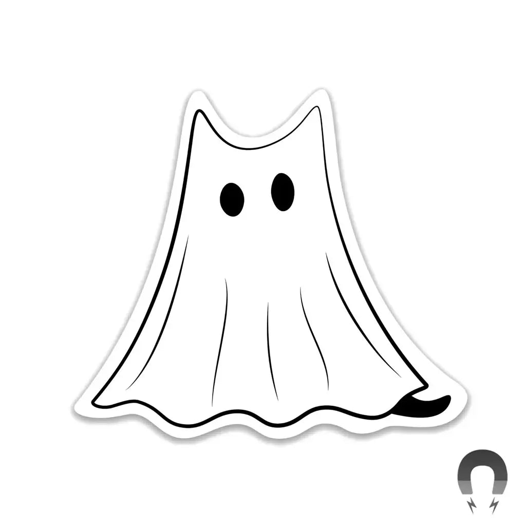 Black Kitty Ghost - Flexible Refrigirator Magnet