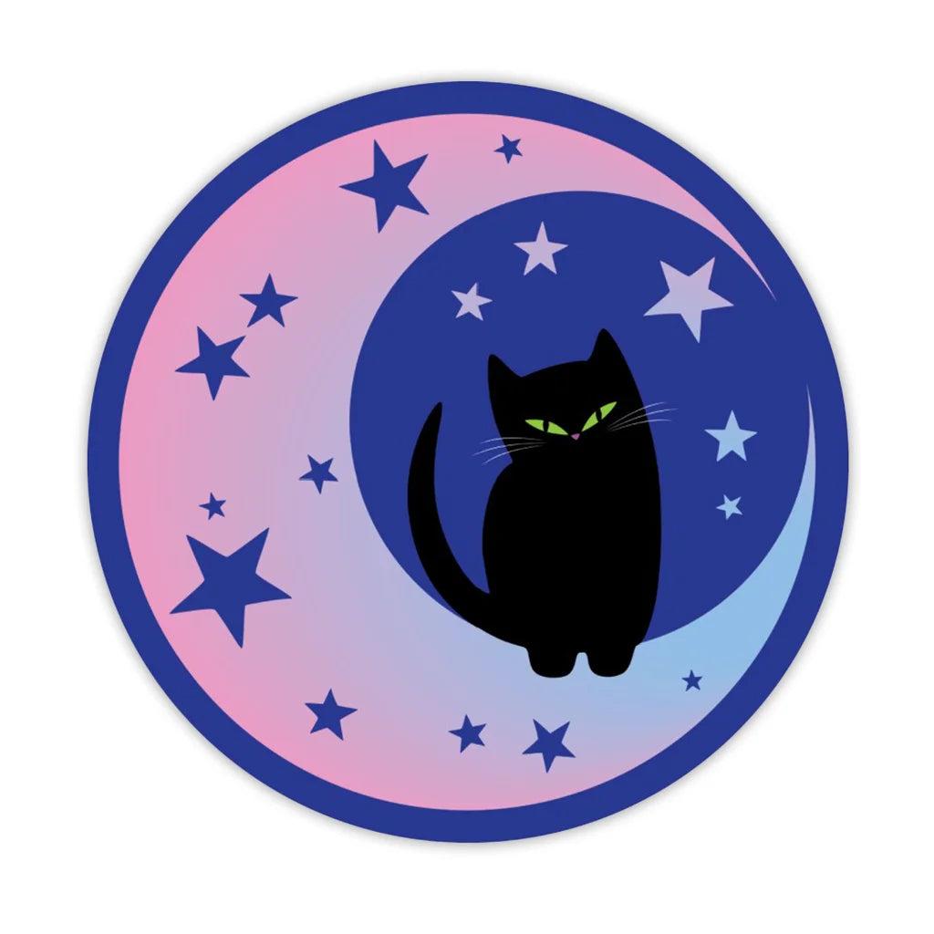 Black Kitty Moon - Die Cut Vinyl Sticker