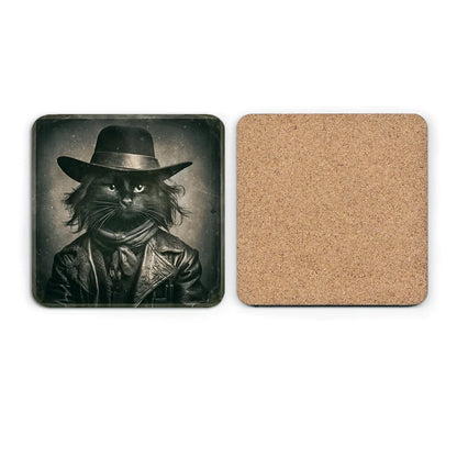 Most Wanted Cats - Long Black Hair Cat  - Cork Back Coaster