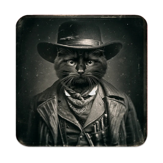 Most Wanted Cats - Short Black Hair Cat - Cork Back Coaster