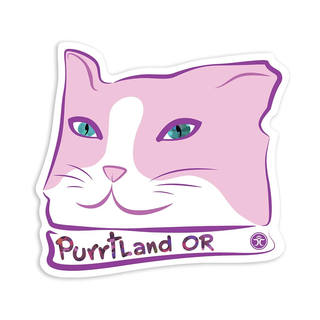 Pink Cat Purrtland  - Die Cut Sticker - Glitter Edition